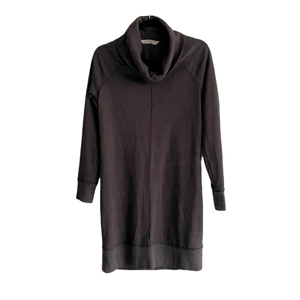 WOOLRICH Cowl Neck Long Sleeve Thermal Waffle Midi Dress Gray S